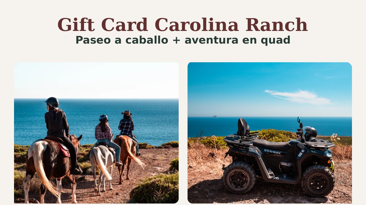 Paseo a caballo por la costa + excursión panorámica en quad para dos personas