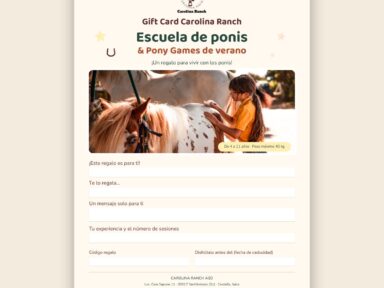 Tarjeta regalo Carolina Ranch: Escuela de ponis y Pony Games